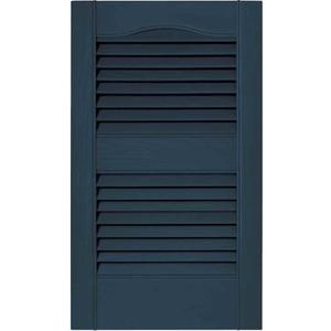 12 in. x 55 in. Louvered Vinyl Exterior Shutters Pair in #036 Classic Blue