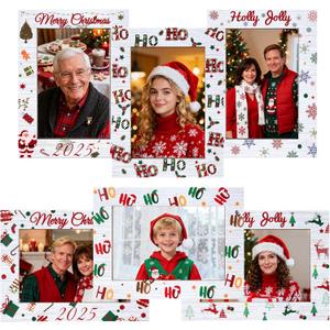 LawnIdyll 4 x 6 Christmas Picture Frame, 6 Pcs Christmas Wooden Photo Frame, Horizontal and Vertical Xmas Tabletop Display for Holiday Gifts Home Decorations Ornaments