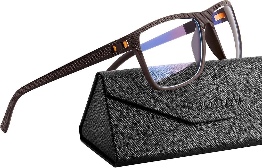 Gaming Glasses, Anti Blue Light Glasses Men, Lightweight Frame Square UV400 Protection Blue Computer Eye