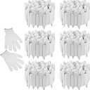 Soaoo 6 Pack Wood Garden Edging Border Outdoor Landscape Edging Flexible Decorative Garden Fence Border with White Gloves for Lawn Yard Tree Flower Bed Pathway (White)