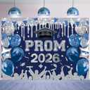 Blue Sliver 2026 Prom Night Party Backdrop Royal Blue Glitter 2026 Graduation Background Class of 2026 Congrats Grad Banner for 2026 Congratulate Graduates Party Decoration (Blue, 82x59 inch (7x5FT))
