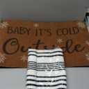 Duraaamo 2 Pcs Baby It's Cold Outside Door Mat Winter Christmas Nature Coir Welcome Outdoor Rug Black White Stripe Outdoor Christmas Front Porch Rugs Non Slip Floor Mats Indoor Entrance Decor