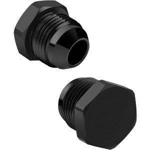 2PCS 6AN Male Flare Blanking Plug Fitting Adapter, Black Anodized Aluminum Hard Hex Head Nut Plug Adapter, Automotive Accessories Suitable for Vehicle Fuel Oil Line End Modification