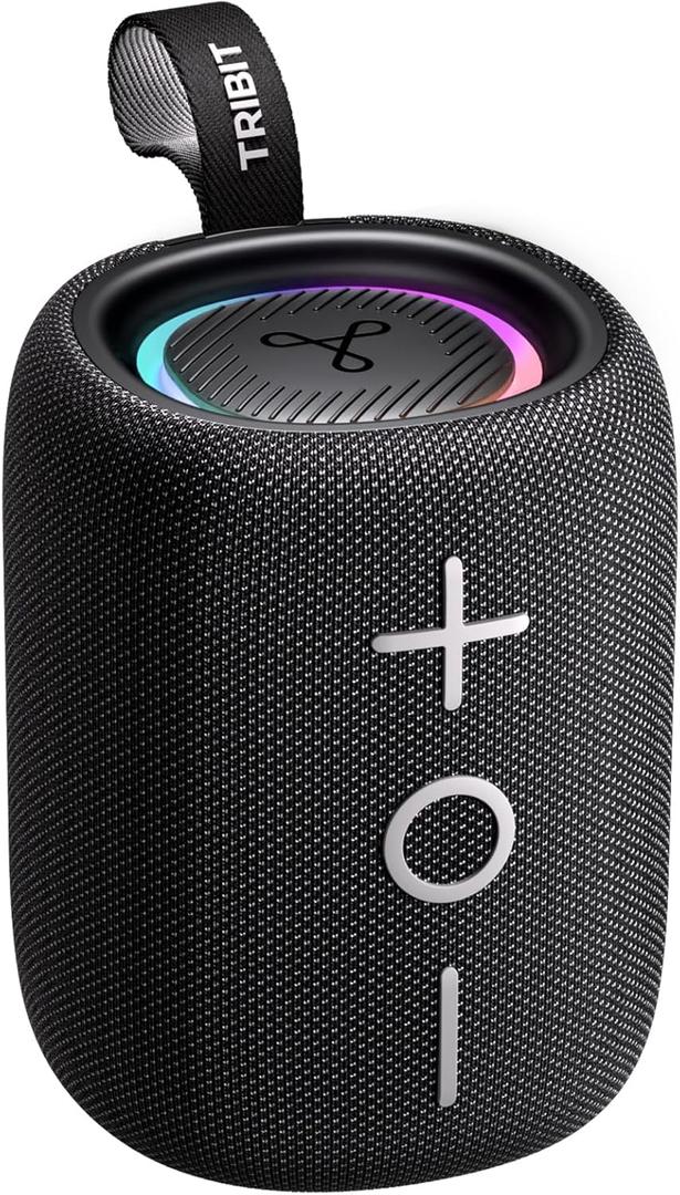 Tribit Portable Bluetooth Speaker StormBox Mini, 12W Wireless Speaker with Bluetooth 5.4, 360 Surround Sound, IPX7 Waterproof, LED Lights, Type-C, TWS Pairing, 12H Playtime for Home/Outdoor