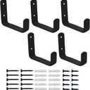 YAPIKAN 5-Pack Steel Garage Hooks Wall Mount Heavy Duty - Large Wall Hooks for Hanging Ladder Extension Cord Tool Cable Bicycle Garden Tools - Texture Matte Black - Hardware Included (Classic Wide Single)