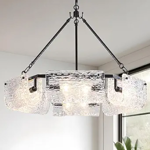 5 Light Globe Chandelier, Mid Century Modern Chandeliers for Dining Room, 28.35" Large Vintage Milk White Glass Pendant Light,Hanging Sputnik Ceiling Light Fixture for Bedroom Living Room Kitchen, E26