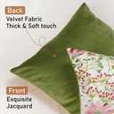 Throw Pillow Covers 18x18 - Set of 2 Decorative Pillow Cases Soft Pillowcase with Zipper Aesthetic Cute Design Boho for Cushion Chair Sofa Bed Bedroom Living Room Home Decor, Green Red Flower
