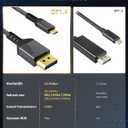 Maxonar USB C to DisplayPort, 8K 60Hz Type-C to DP Cable 10FT/3M (4K 60Hz 144Hz 120Hz 2K 240Hz) 32.4Gbps 1.4 HBR3 Alt Mode Video Adapter for MacBook Pro/iPad Pro, XPS 15 and More