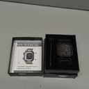 Leather Bands with Stainless Steel Case, Compatible with Fitbit Versa, Lite Sense, Protective Case for Men, Black