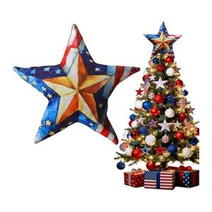 Patriotic Memorial Day 4th of July Christmas Tree Topper, 9 Inches Large Patriotic Memorial Day Independence Day Christmas Tree Decorations for Home Indoor Party