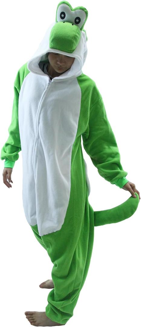 Adult Unisex Pink Yoshi Kigurumi Onesie Suit Halloween Christmas Anime Pajamas Green Yoshi Cosplay Costumes Disfraz Couple (Medium)