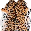 Orange Cheetah Print Rug, Leopard Rug Faux Cowhide Animal Skin Fur Hide Cheetah Area Rug Carpet for Living Room Bedroom Western Decor 6.7 x 5.2ft