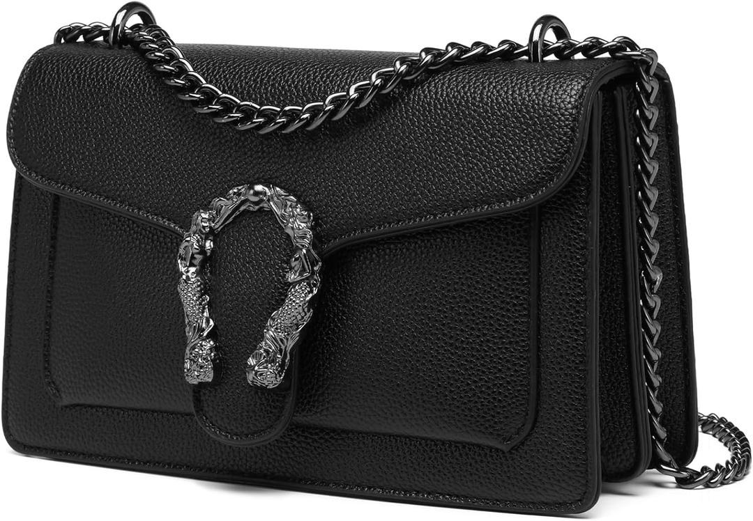 Travistar Crossbody Bags for Women Small Handbags PU Leather Shoulder Bag Purse Evening Bag Quilted Satchels with Chain Strap (T019-black)