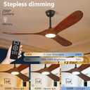 52" Ceiling Fan with Light and Remote, 6-Speed Dimmable Outdoor Ceiling Fan, High CFM Quiet 3 Blade Wood Ceiling Fan, Puoyro Modern Propeller Ceiling Fan for Outdoor Indoor Living Patio Porch (Walnut)