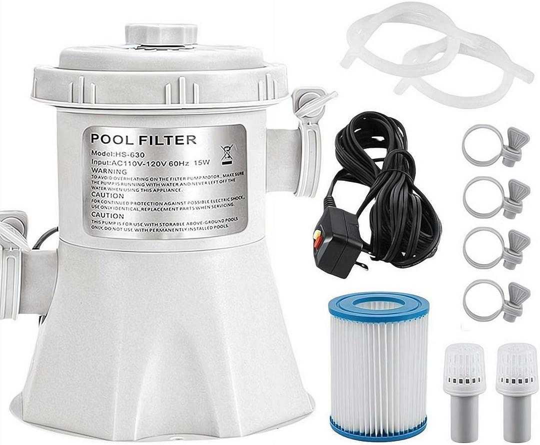 300 GPH Pool Filter Pump for Small Above Ground Pools, Filter Pump for Above Ground Pools, Water Circulation Pumps, Above Ground Small Pool Filter Pump, Rapidly Capture Debris in Water