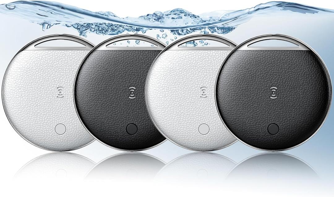 Air Tracker Tags-4 Pack, Smart Tag Work Compatible with Apple Find My (iOS Only), Bluetooth Tag Item Finders IP68 Waterproof Replaceable Battery for Wallet, Luggage, Backpack, Key (Black/White)