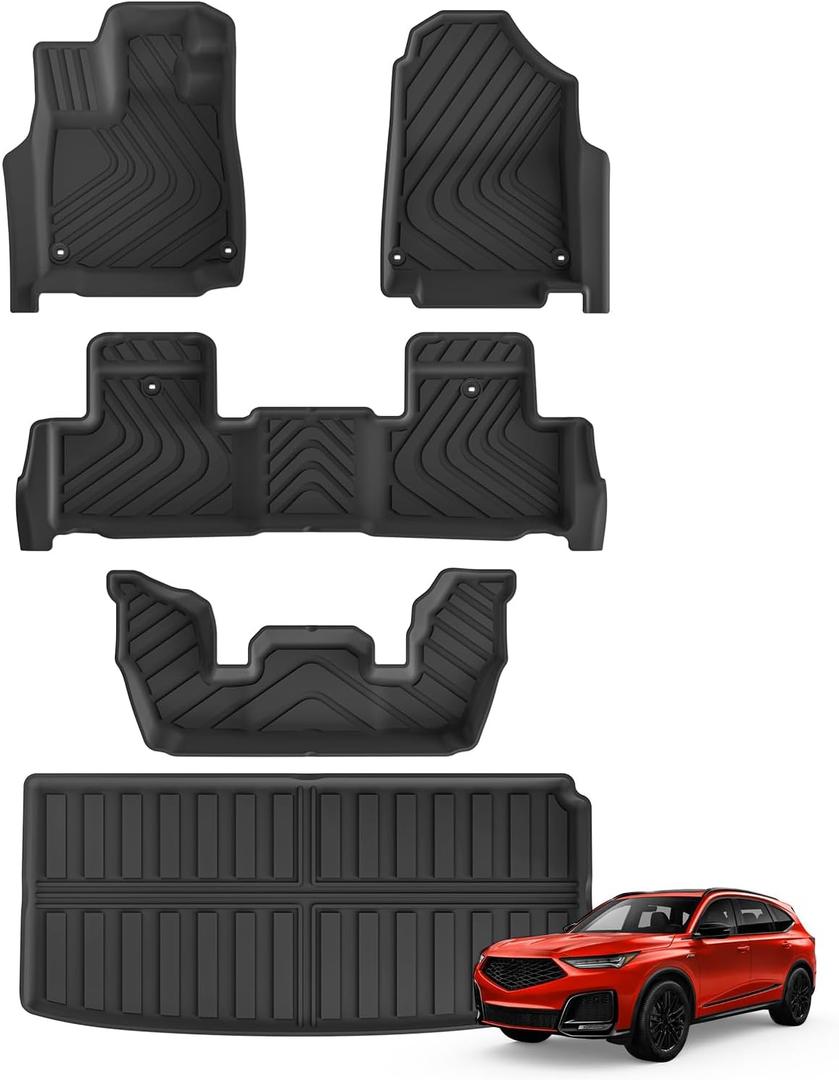 SMABEE Floor Mats & Cargo Liner for Acura MDX 2026-2022 Trunk Mat TPE All Weather Floor Liners Accessories Interior Black