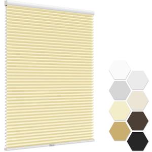 LazBlinds No Tools No Drill Cordless Cellular Shades, Light Filtering Honeycomb Shades Pleated Blinds for Window Size 20" W x 48" H, Cream