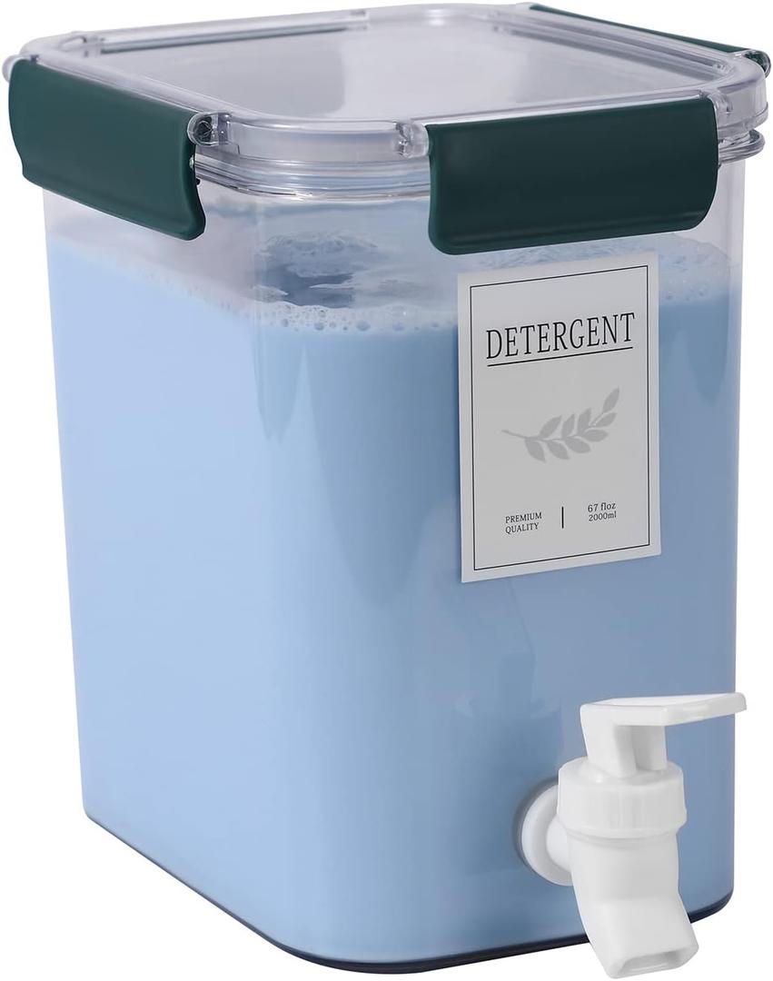 Laundry Detergent Dispenser Beverage Refrigerated Bucket with Faucet Fabric Softener Container for Detergent, Lemonade Juice, Milk, Fabric Softener, Bleaching Agent, (Blue)