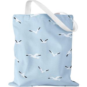 2 x Aesthetic Canvas Tote Bag for Women Pattern Trendy Casual Music Inspired Cloth Totes Bag for Shopping (Blue Fly Bird)