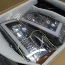 Headlights Assembly w/LED DRL compatible with 2003-2006 Chevy Silverado / 03-06 Avalanche (No Cladding only)with Sequential Tun Signal, Black Housing Amber Side