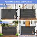 Retractable Baby Gates with Door 55" Wide Retractable Dog Gate with Pet Door Outdoor Retractable Gate for Dogs Mesh Baby Gate Retractable Pet Gate with Cat Door Retractable Child Gates for Doorways