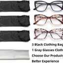 3-Pack Reading Glasses for Women, Style Frame Spring Hinge Readers Blue Light Blocking Glasses