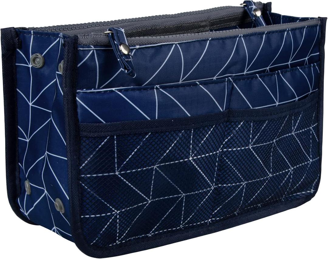 Vercord Updated Purse Handbag Organizer Insert Liner Bag in Bag 13 Pockets Navy Blue Large
