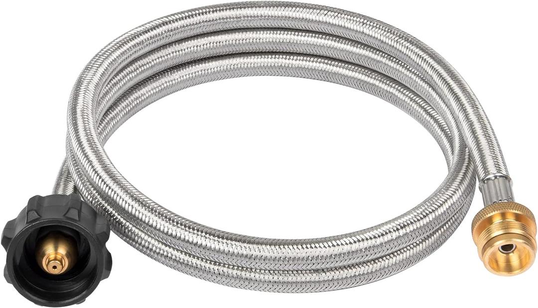 SHINESTAR Propane Hose Adapter & 5 FT Braided Hose for Buddy Heaters, Coleman Stoves, Blackstone 17" 22" Tabletop Griddle, Char-Broil Portable Grills, Weber Q Grills- Converts 1 lb to 20 lb Cylinders