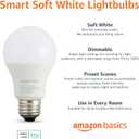 Amazon Basics Smart A19 LED Light Bulb, Dimmable Soft White (2700K), 9W (60W Equivalent), 800LM, Energy Efficient, Works with Alexa Only, 2.4 GHz Wi-Fi, No Hub Required, 4-Pack
