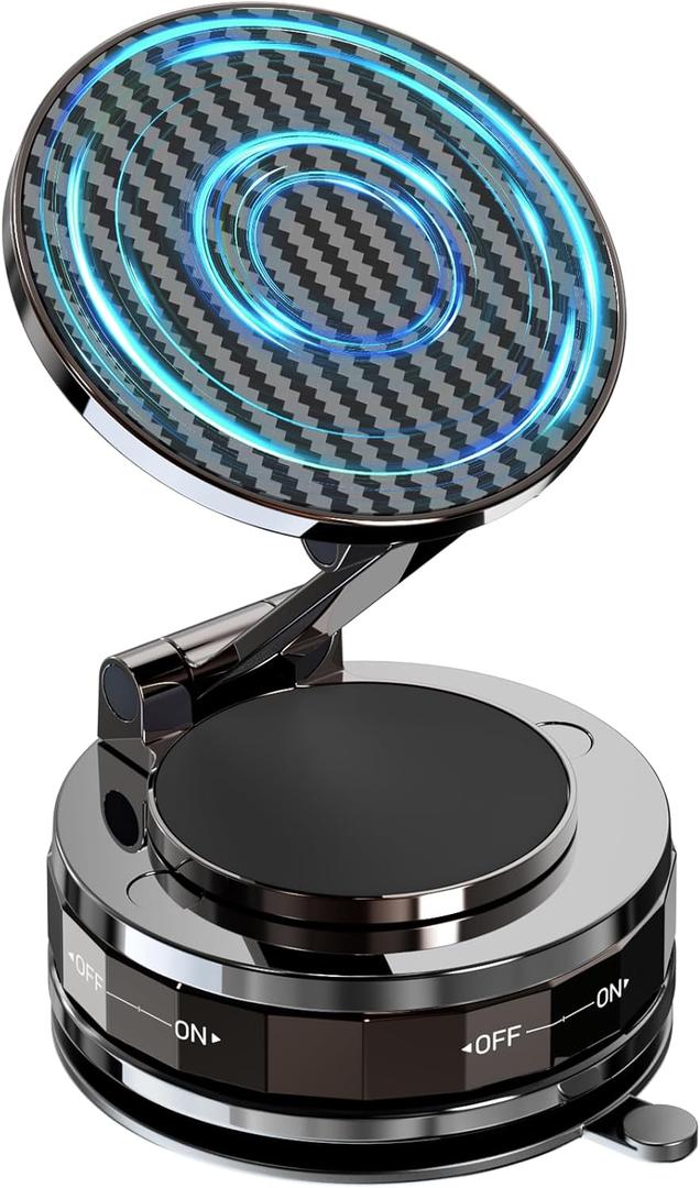 Phone Holders for Your car, Compatible with MagSafe, Ultra Vacuum Suction Cup Mount, 360 Rotation, Car Phone Holder Compatible with All Models, Carbon Fiber Coffee