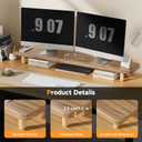 Dual Monitor Stand Riser, 39 Inch Extra Long Wooden Desktop Monitor Riser with Storage for 2 Monitors Ultra Strong Desk Shelf Organizer Riser Ergonomic for 2 Screens/Laptop/PC/TV/Printer (Light Walnut, 39inches)