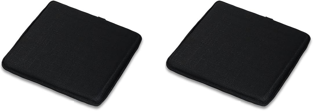 Greenjin Set of 2 Square Bar Stool Cushion,Non Slip Chair Pads with Ties,12 Inches Small Seat Cushion Machine Washable for Kitchen Dining Chairs Stools Black