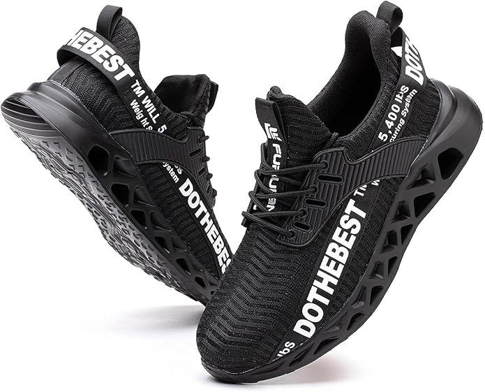 Furuian Steel Toe Sneakers for Men Women Lightweight Safety Shoes Comfortable Puncture Proof Slip On Indestructible Work Shoes 9.5 W x 8M