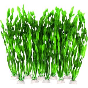 AQUANEAT Fish Tank Artificial Plants, Aquarium Plastic Seaweed Decorations, 11.75Inch Tall Fake Green Accessories, 10 Packs