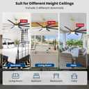 72 Inch Ceiling Fans with Lights and Remote, Dual Color 8 Blades, Living Room Office Library Cafe Indoor Outdoor Industrial, 3CCT Dimmable, 6 Speed Reversible Quiet DC Motor, Gold/Wood Grain