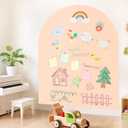 Magnetic Wall Decal 40x32 Inch Milk Tea Color Magnetic Wall Decal Arch Chalkboard with Multiple Accessories for Home Playroom and Classroom