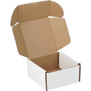 4"x4"x2" Shipping Boxes Set of 3, White Corrugated Cardboard Box Literature Mailer