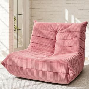 Trenda Bean Bag Chair for Adults, High-Density Foam, Corduroy, Pink | Togo chair with dual-layer foam, providing body-contouring support for reading, gaming, reclining and everyday lounging, Single
