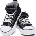 Toddler Canvas Shoes Girls High Top Sneakers Little Big Kids Boys Walking Cushioned Shoes Toddler 8-Big Kid 3 (Black)