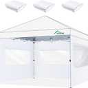 Acepic Instant Canopy SunWall for 10x10 Pop Up Canopy Frame with Mesh Window and Zipper, 99% Rainproof and UV Protection for Outdoor, Viewing the Scenery, and Ventilation (3 PCS Sidewalls Only, White)