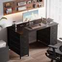 Pamray 47 Inch Computer Desk with 8 Fabric Drawers for Home Office Work