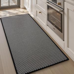 AMOAMI Kitchen Mats for Floor, Kitchen Rugs Non Slip Machine Washable, Kitchen Runner Rugs Non Skid Super Absorbent Dirt Resist in Front of Sink Standing Mat, 20"x32" Black (1'8" x 2'8" (Rectangular))