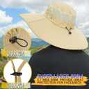 Men's Wide Brim Sun Hat-UPF 50+ Protection,Waterproof Bucket Hat for Fishing, Hiking, Camping,Breathable Nylon & Mesh