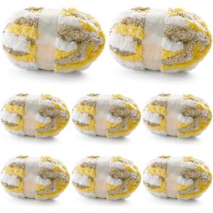 8 Pcs Chunky Yarn for Hand Knitting - Chunky Chenille Yarn for Crocheting - Fluffy Yarn for Crochet - Jumbo Yarn for Hand Knitting 227 yds 61.6 oz of Super Bulky Yarn (Yellow-Grey-White)
