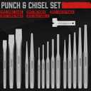 16-Piece Precision Punch & Chisel Set - Taper Punch, Pin Punch, Center Punch, Cold Chisels & Gauge for Versatile Applications