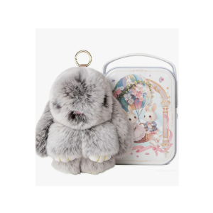 Keychain with Box, Bunny Keychain with Tin, BunnyCute Plush Key chain, Fluffy Car Charm for Bags & Backpacks