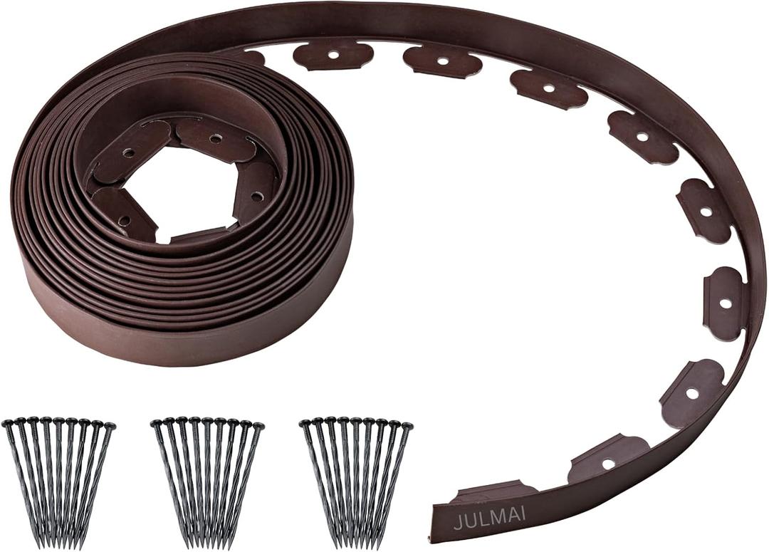 Landscape Edging Kit, 30FT 2" Tall Garden Edging with 27 Pcs Edging Stakes, Rubber Edging for Landscaping, Flower Bed, Lawn Edging, No Dig Garden Edging Border, Flexible Garden Border, Brown