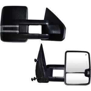 Towing Mirrors Compatible with Ford F150 2004-2014 Pickup Power Heated with Turn Signal, Puddle Light Trailer Towing Mirrors (Black)