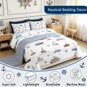 Nautical Sailboat Comforter Set Twin Size,Sea Transportation Ships Bedding Set 2Pcs,Boat Anchor Rudder Print Quilt Set,Kids Boys Girls Teens Room Decor,Blue Red White Duvet Insert,1 Pillowcase